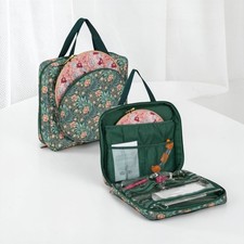 Craft Storage Bag with Hoop Pocket, Morris Green Embroidery Project Bag
