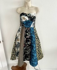 Anthropologie Midi Dress Floral Patchwork Jacquard Sz 10 Strapless Sweetheart