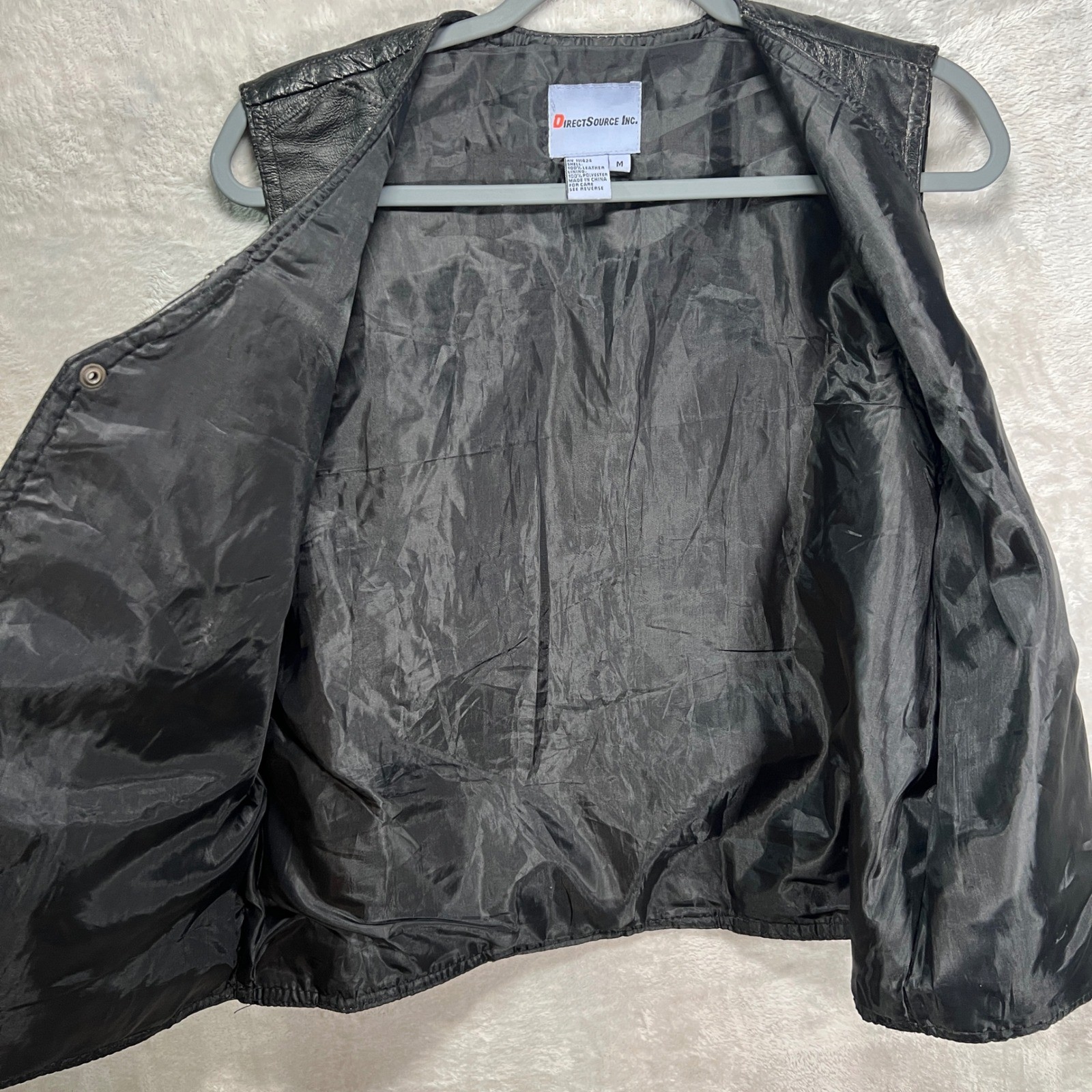 DirectSource Patchwork Black Leather Vest Men's M… - image 4