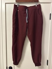 FIGS Women's Burgundy Zamora Jogger Scrub Pants Technical Collection Size Large