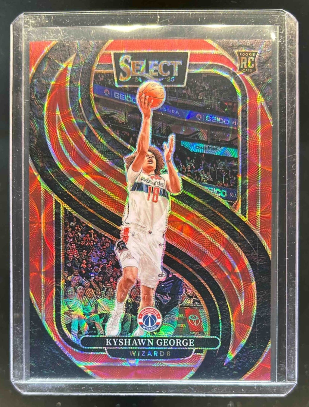 2024-25 Select Kyshawn George Premier RC Red Scope Prizm #137/249 Wizards