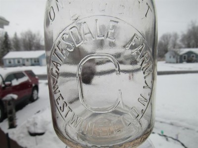TREQ Milk Bottle Gatesdale Farm Dairy Gates West Winfield NY HERKIMER COUNTY '41