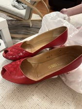 Bottega Veneta Vintage Red Leather Peep Toe Heels
