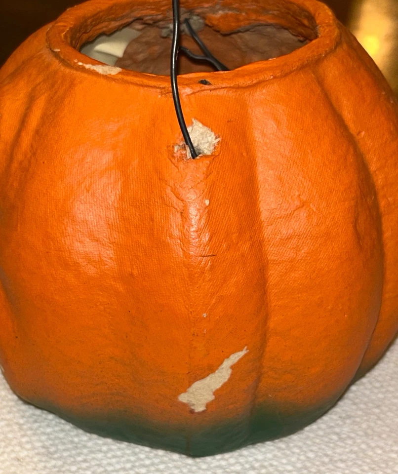 Linterna Jack O vintage de Halloween ~ Temporadas pasadas ~ Pulpa de calabaza de papel maché 2000 Foto 4 de 4