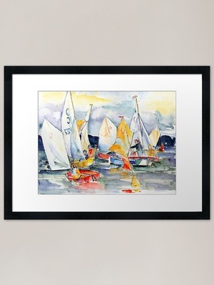 Gerahmtes gerahmtes Wandbild Kinder Segeltraining Poster Leinwanddruck Bild