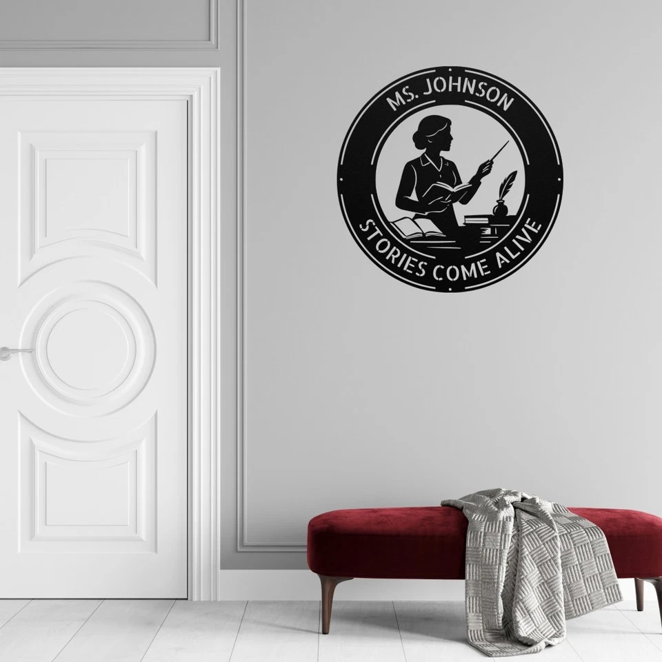 Personalized Ms Literature Teacher Metal Sign Custom Classroom Wall Decor Gift - Image 4 of 4