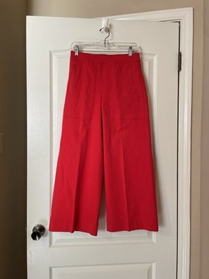 Spanx On-the-Go Cropped Wide Leg Ankle Trouser Pants in True Red Women's Size S