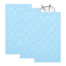 Squeeze Top Sunglass Pouch, 3Pcs Lattice PU Leather Soft Eyeglass Pouch, Blue