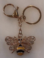 Keychain bee charm bag charm gold rhinestones. Fashion jewelry Yellow Black