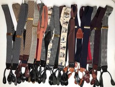 Lot of 10 Vintange Men s Button Suspenders
