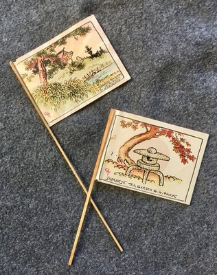 Antique Japanese Tea Garden Golden Gate Park Souvenir Flags Makoto Hagiwara