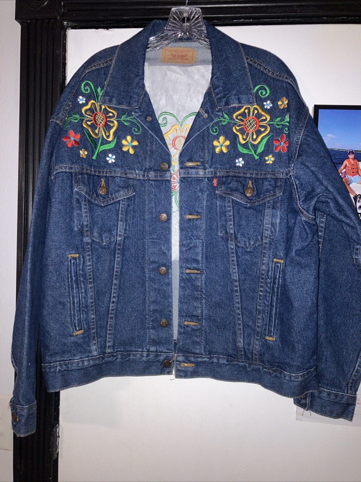 Levis 70507-0218 Denim Jacket L Type 3 USA Vintage 80’s Embroidered Beautiful
