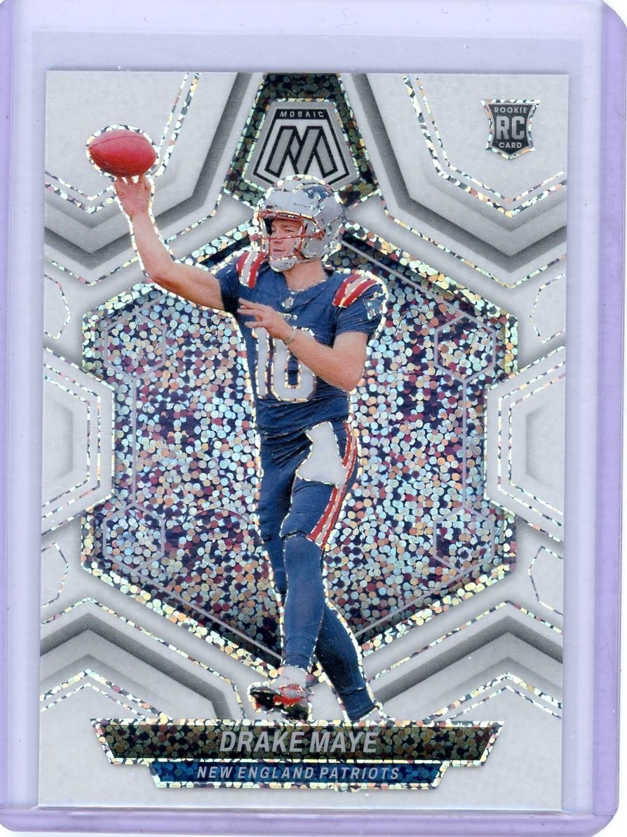 2024 Panini Mosaic Drake Maye Rookie White Sparkle #303 SSP Patriots