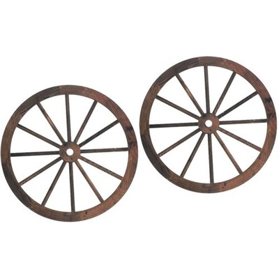 Set of 2 Old Farmhouse Wheel Craft Decorative Wood Rustic Wall Hanging Wheels