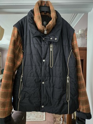 Vintage Mens Bogner Ski Jacket With Removable Sleeves Sz 42  Large W/ Wool Trim