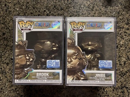 One Piece Bronze Funko Statue Brook Jinbe Pop! Plus Sealed In Protectors