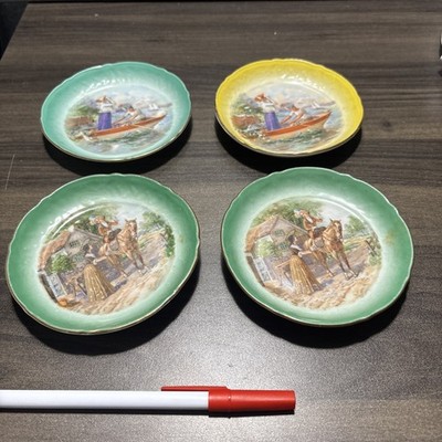 Vintage Lot Of 4 Cico Bavaria Porcelain Plates Germany Painted Design 4 