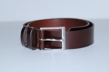 Brooks Brothers Men's Size 32 Brown Metallic Buckle Leather Belt Made in USA