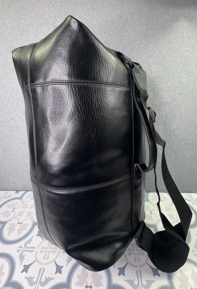 Karl Lagerfeld Weekender Black Leather Duffle Bag Sling Bag Travel Designer - Image 4 of 4