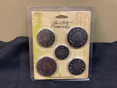 Tim Holtz Idea-ology TIME PIECES  5 CLOCK FACES METAL EMBELLISHMENTS TH92831
