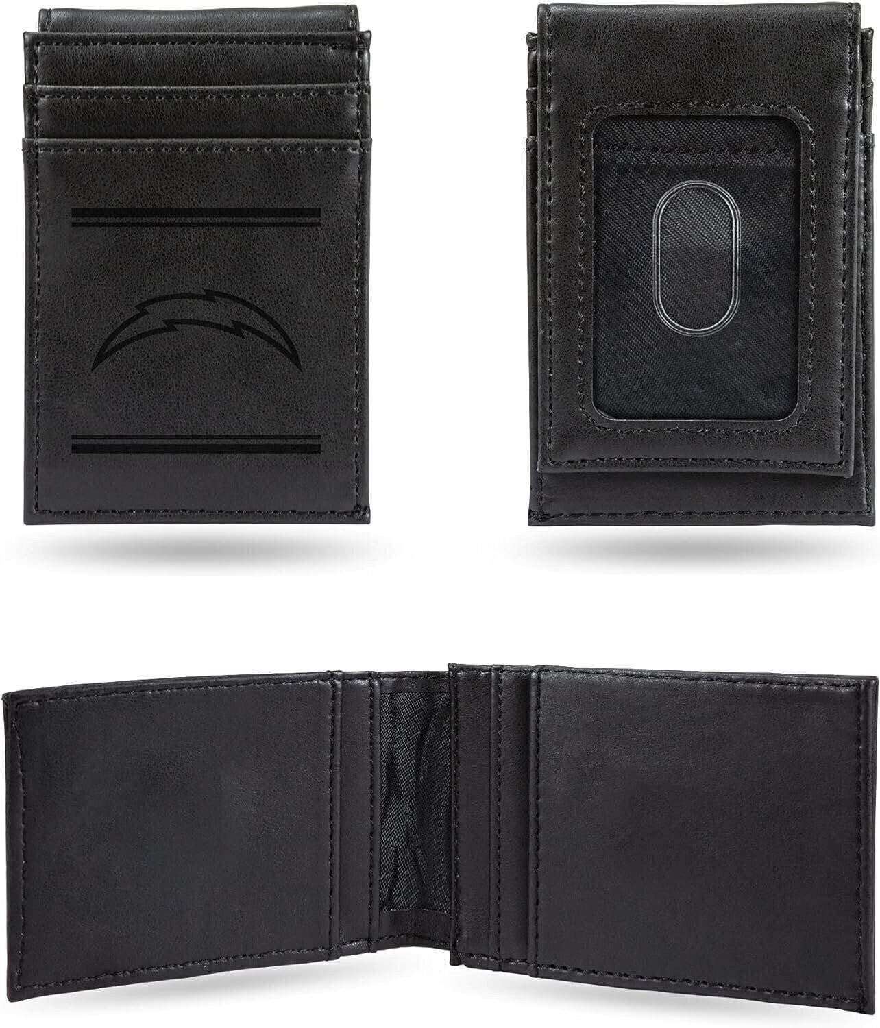 Los Angeles Chargers Premium Black Leather Wallet, Front Pocket Magnetic...