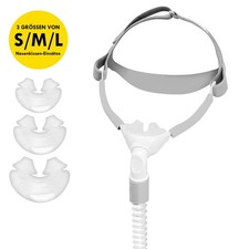 CPAP Nasenmaske, inkl. Maskenwulst S + M + L, inkl. Kopfband, Schlauch
