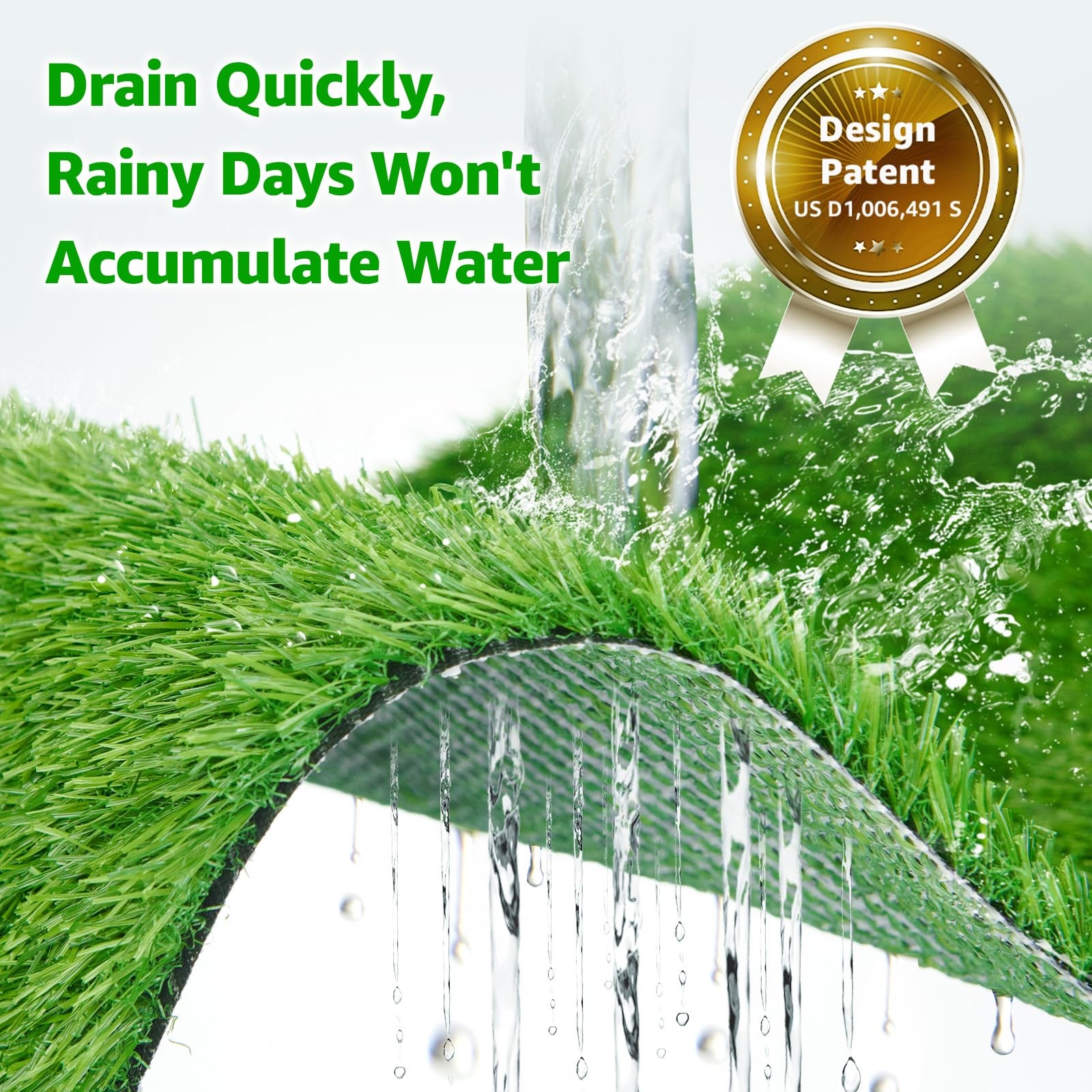 Artificial Grass Turf Outdoor for Garden Landscape Decoration, Fake Rug Mat w...