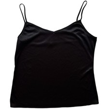 Unbranded Black Satin-Look Camisole Tank Top XL Spaghetti Strap Basic