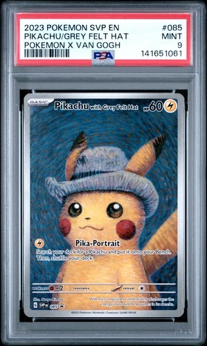2023 Pokemon Black Star Pikachu/Grey Felt Hat #085 MINT PSA 9 Pokemon X Van Gogh