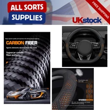 Carbon Fiber Suede Steering Wheel Cover 37-38cm Non-Slip Ultra-Thin Universal UK