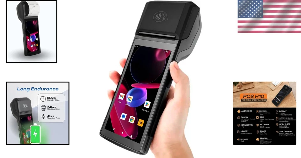 Efficient Android 14 Mobile POS with Barcode Scanner & 58mm Thermal Printer - Image 2 of 4