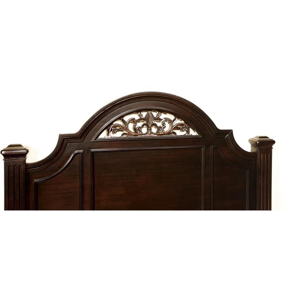 Furniture of America Damos Solid Wood Queen Panel Bed in Dar
