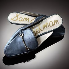 Sam Edelman LINNE Black Leather Mule Loafers Horsebit Slip On Women s Size 8