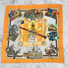 HERMES Carre 90 THE ORIGINAL NEW ORLEANS CREOLE JAZZ Silk Scarf Japan [Used]			