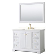 Wyndham Collection WCV232348S-QTZ-US3M46 Avery 48" - White / White Quartz Top /