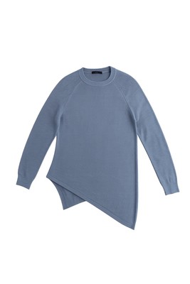 Hugo Boss Light Blue Sweater L   Asymmetric Hem Knit Pullover   New Without Tags