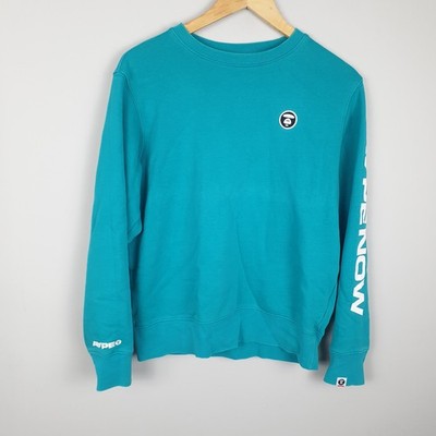 A Bathing Ape Sweatshirt Herren Medium türkis Logo Rundhalsausschnitt Streetwear Pullover AAPE