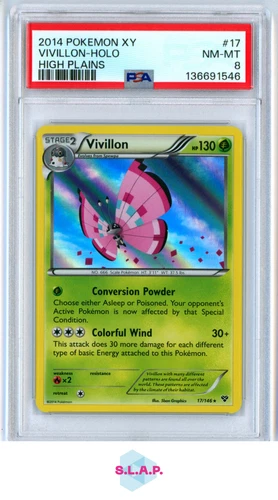 VIVILLON HOLO HIGH PLAINS POKEMON XY 2014 17 PSA 8