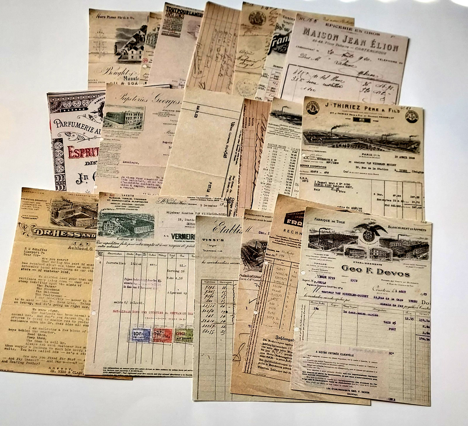 Vintage Invoices, Junk Journal Supplies, Scrapbooking Supplies, Ephemera