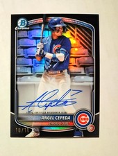 Angel Cepeda RC AUTO 2025 Bowman Chrome BLACK REFRACTOR 10/10 Cubs #CPA-AC RC W6