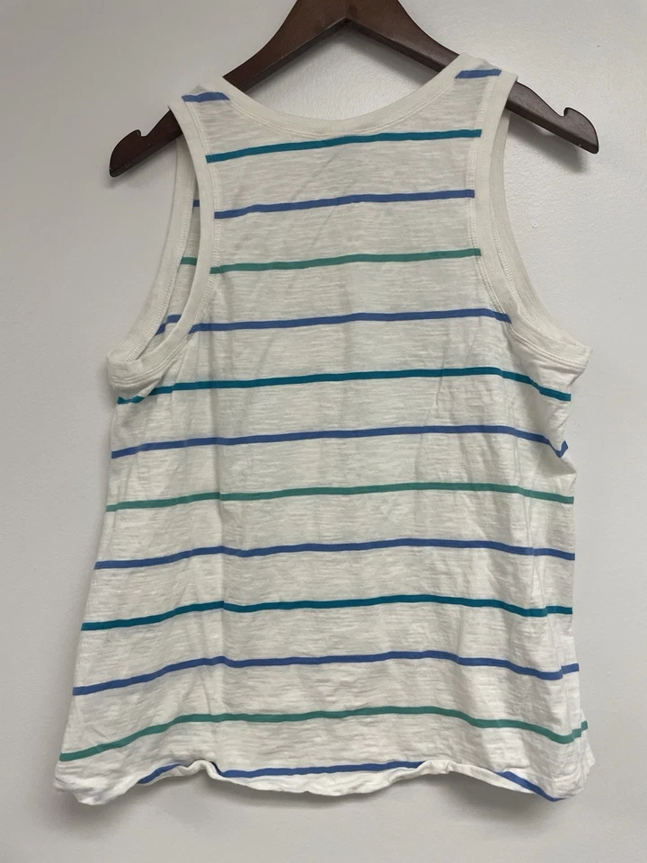 Blusa sin mangas CABI #6140 tejida a rayas verdes sin mangas cola talla mediana Foto 3 de 4