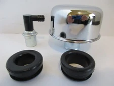 CHROME VALVE COVER BREATHER/90deg PCV SMALL BLOCK FORD sbf 289,302,351W4870/4201