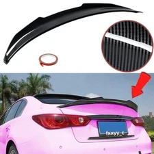 "Carbon Fiber Style" PSM Style Rear Trunk Spoiler Lip For Infiniti Q50 2014-2024