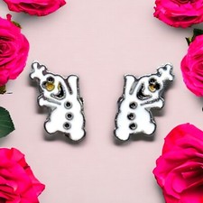 Olaf Snowman Studs Cute Disney Frozen Shaped Tiny Earrings Silver Winter Jewelry