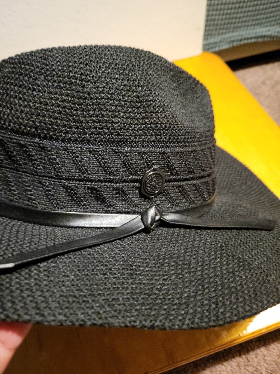 Vince Camuto Womens Panama Hat Chenille Black Accessories NWT