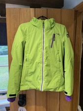 Cmp Ladies Bright Green Ski Jacket Coat With Hood Size Small