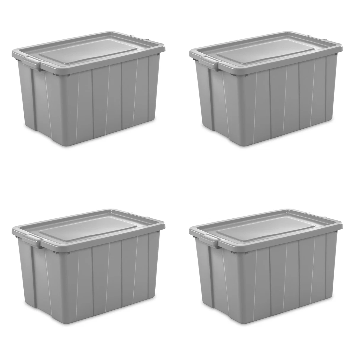 4 Pack Plastic Storage Containers Box 30 Gal Stackable Organizer Tote Bin w/ Lid