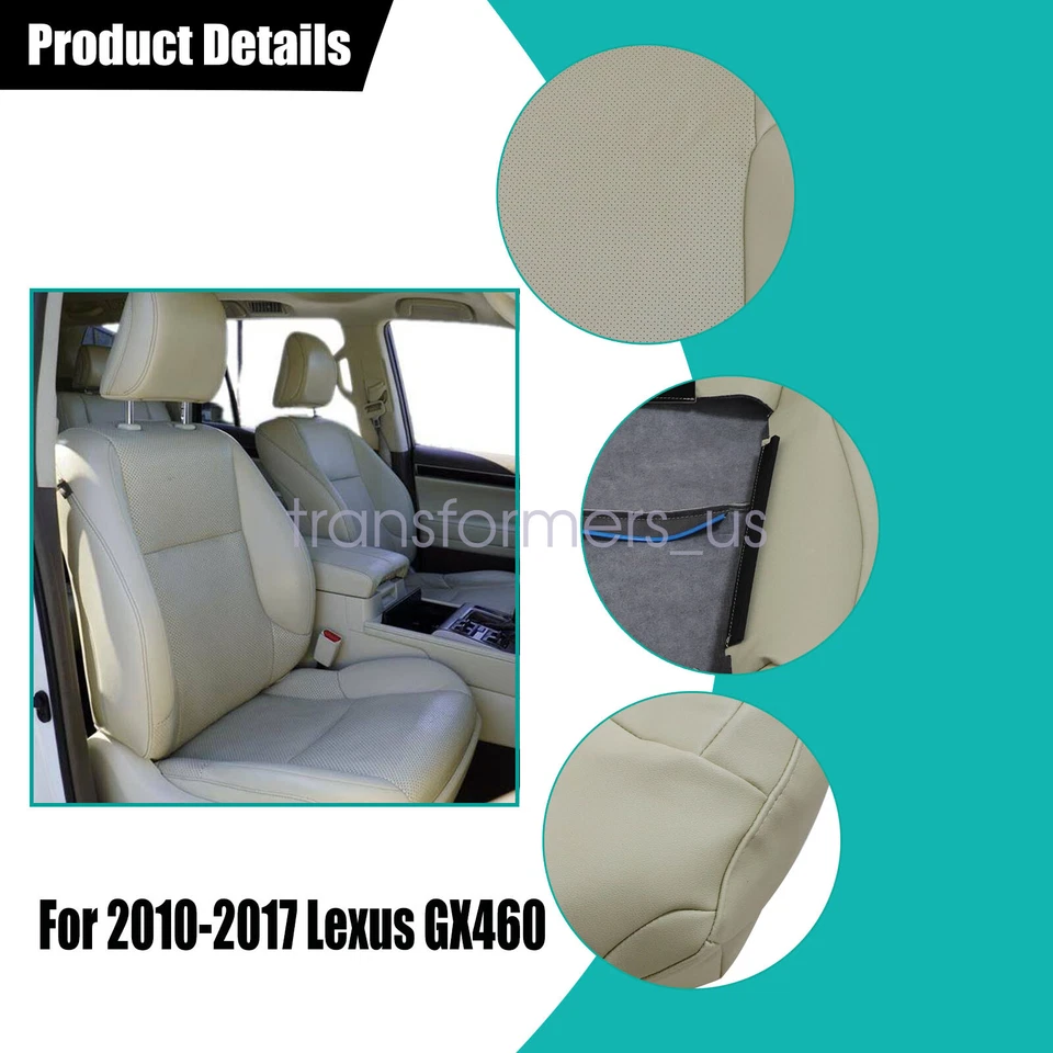Cubierta de asiento de cuero perforada trasera inclinada delantera bronceada para Lexus GX460 2010-2017 Foto 4 de 4