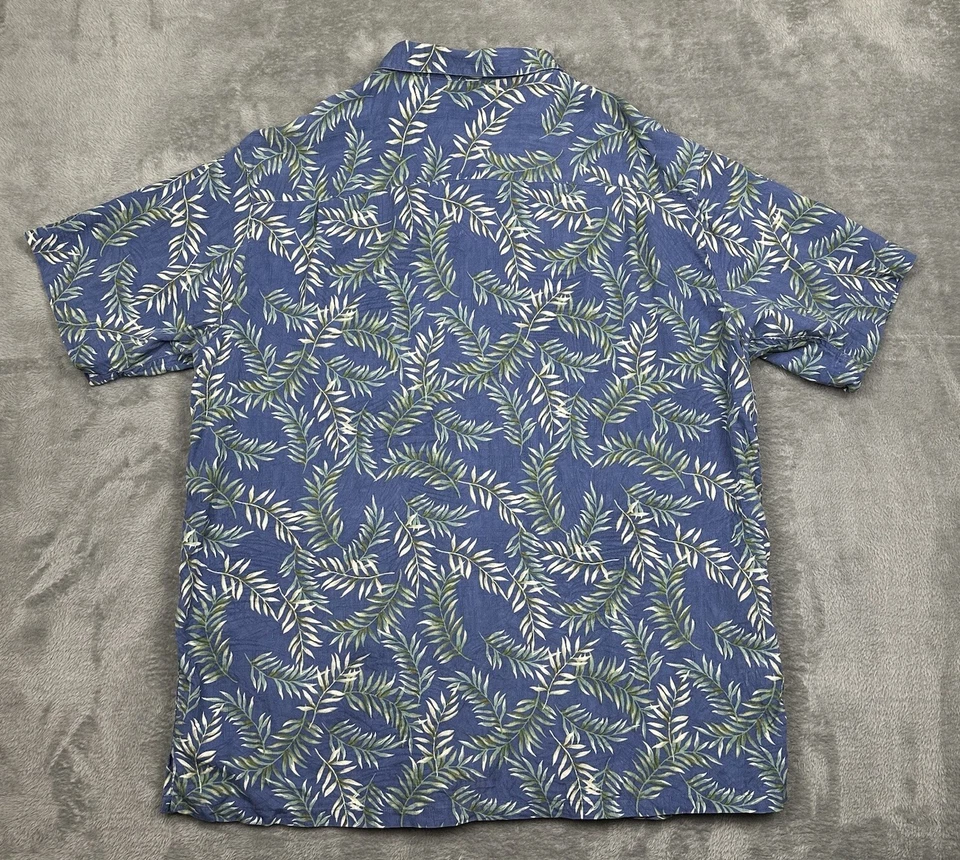 Tasso Elba Hawaiian Shirt Mens XL Blue 100% Silk Lightweight Button Tropical - Image 3 of 4