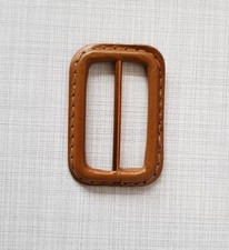 40mm Leather Belt Buckle with Metal Bridge Tan Camel Leather No Zipper